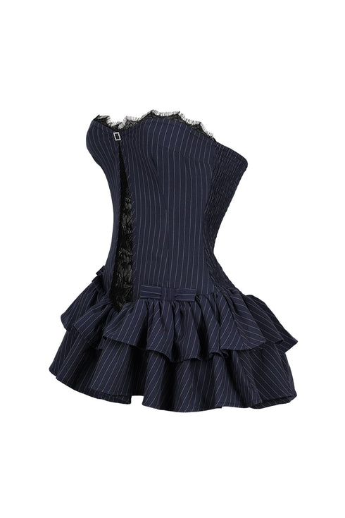 Cecily Pin Stripe Tube Lace Mini Dress